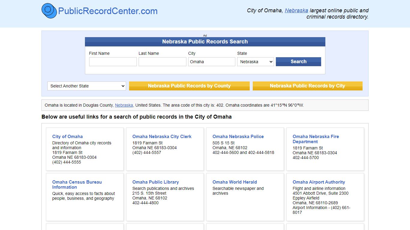 Omaha Nebraska Public Records and Criminal Background Check